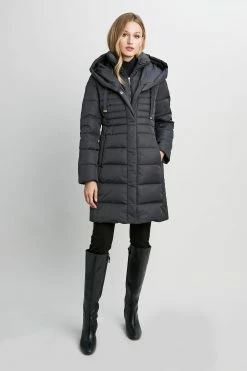 Tahari Double Layer Long Puffer Coat