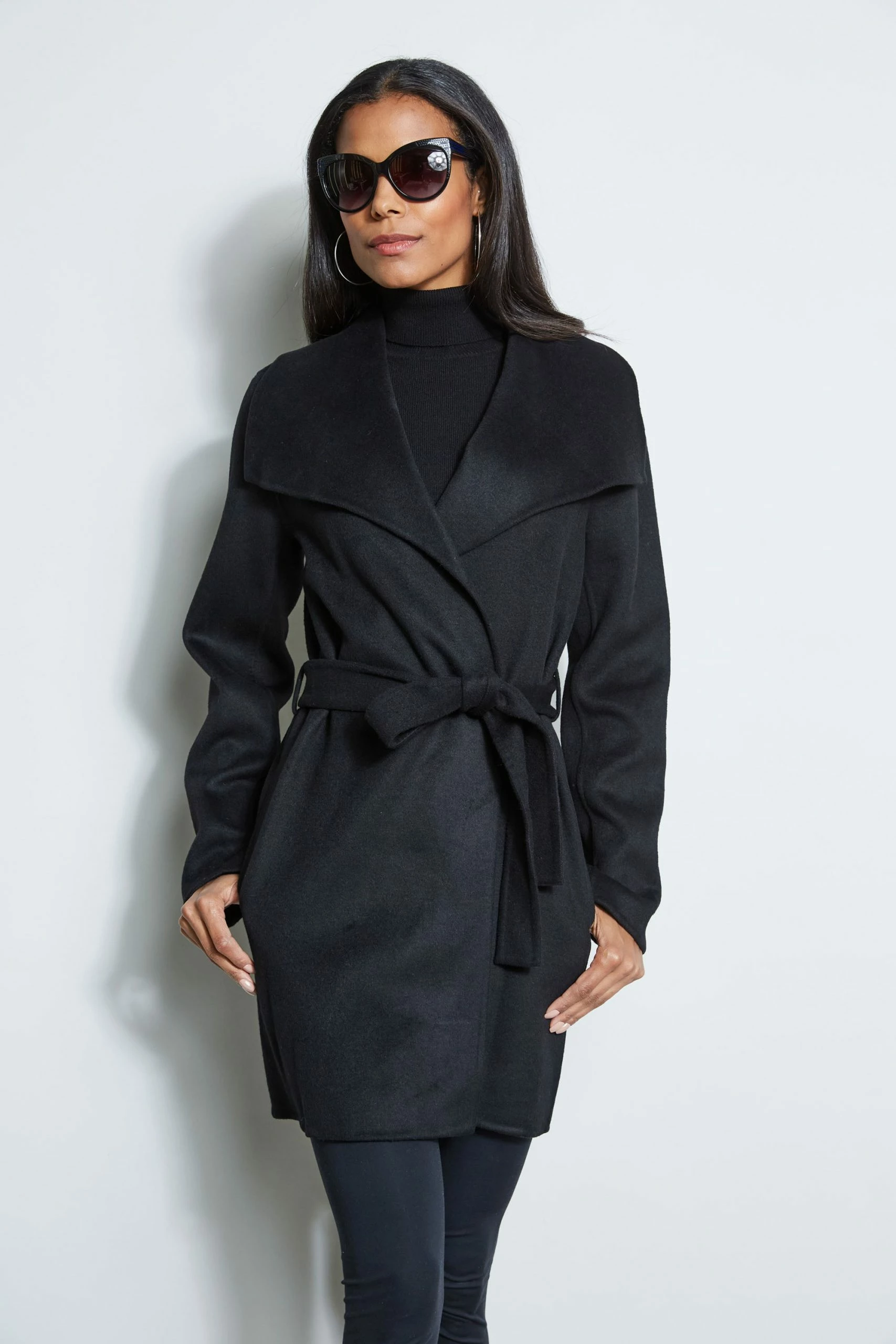 Tahari Double Face Wool Lightweight Wrap Coat 4 Tahari Double Face Wool Lightweight Wrap Coat - Image 2