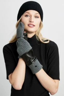 Elie Tahari Leather Popover Glove -Elie Tahari Sales 2023 AR1X4301 BLACKHEATHERGREY 2FRONT