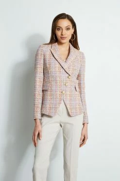 Elie Tahari Tweed 3 Button Blazer