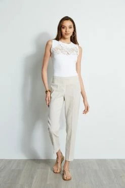 Elie Tahari Slim Fit Linen Pant -Elie Tahari Sales 2023 CR405K200 PUTTYMELANGE E405K103 PUTTYMELANGE E45XB503 PEARL 1hero 041