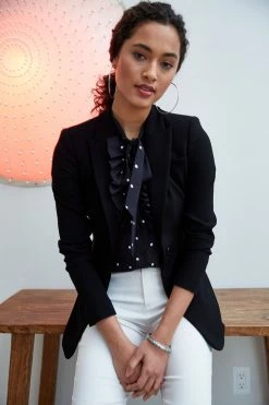 Elie Tahari Madison Single Button Blazer -Elie Tahari Sales 2023 Dot Shirt w Madison Black Foam 098