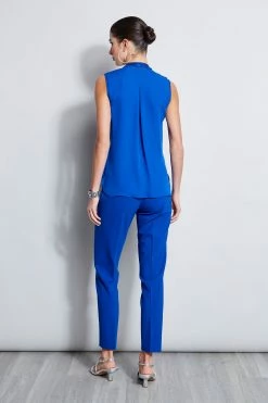 Elie Tahari Silk Zip Shirt -Elie Tahari Sales 2023 E1011202 VibeBlue E110N512 VibeBlue 3BACK 3423