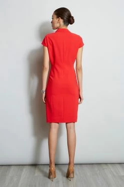 Elie Tahari Contour Crepe Dress -Elie Tahari Sales 2023 E101K602 CalypsoRed 3BACK 1682copy