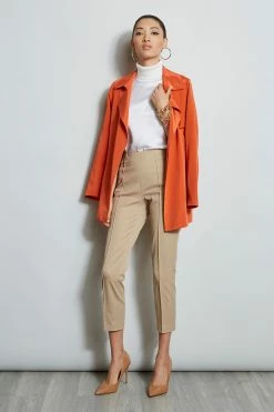 Silk Trench Jacket -Elie Tahari Sales 2023 E1087202 IslandSand ETR21253 WildFlower 1HERO 0547