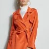 Silk Trench Jacket -Elie Tahari Sales 2023 E1087202 IslandSand ETR21253 WildFlower 1HERO 0565