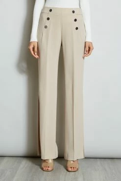 Elie Tahari Slit Button Pant 11 Elie Tahari Slit Button Pant -Elie Tahari Sales 2023 E1087202 IslandSand ETR22170 SkyWhite 2FRONT 621