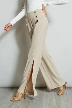 Elie Tahari Slit Button Pant 12 Elie Tahari Slit Button Pant -Elie Tahari Sales 2023 E1087202 IslandSand ETR22170 SkyWhite 2FRONT 638