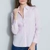 Elie Tahari Embroidered Shoulder Shirt -Elie Tahari Sales 2023 E2017532 PINK SHELL 2FRONT 041