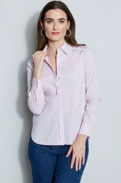Elie Tahari Embroidered Shoulder Shirt
