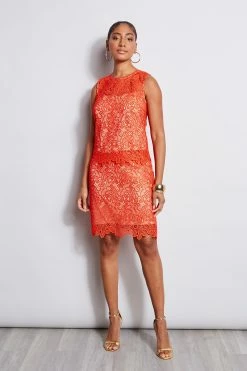 Elie Tahari Lace Shell -Elie Tahari Sales 2023 E201D303 Tomato E2087103 Tomato E201D503 Tomato 1hero 1621