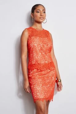 Elie Tahari Lace Skirt -Elie Tahari Sales 2023 E201D303 Tomato E2087103 Tomato E201D503 Tomato 2front 1634
