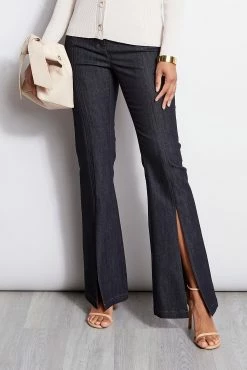 Elie Tahari Slit Front Denim Pant -Elie Tahari Sales 2023 E202P203 Indigo ETR31206 TapestryBeige 1HERO 202