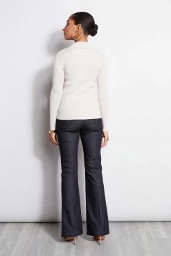 Elie Tahari Slit Front Denim Pant -Elie Tahari Sales 2023 E202P203 Indigo ETR31206 TapestryBeige 2FRONT 231