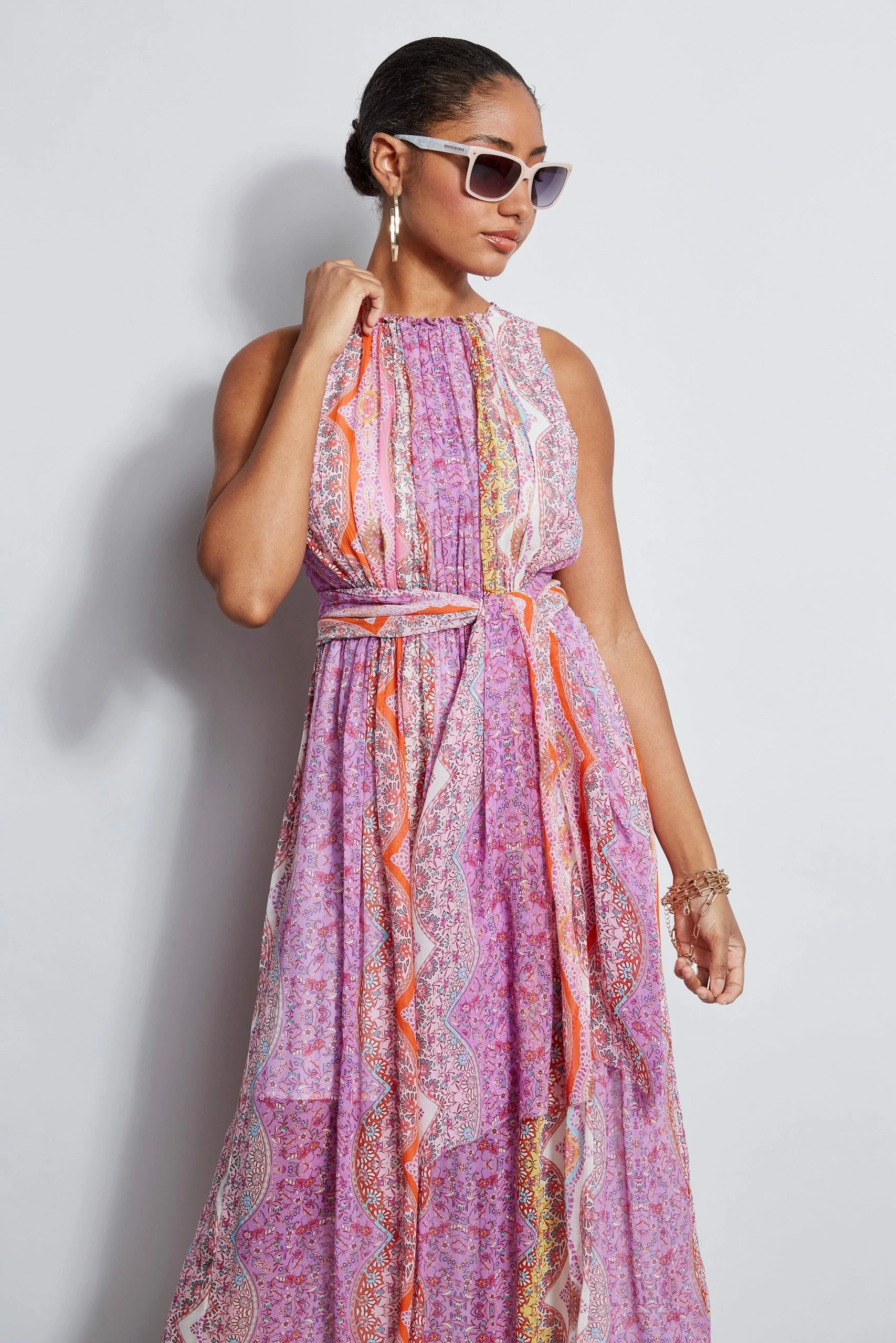Elie Tahari Crinkle Silk Paisley Midi Dress 5 Elie Tahari Crinkle Silk Paisley Midi Dress - Image 3