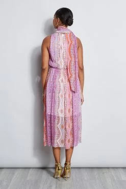 Elie Tahari Crinkle Silk Paisley Midi Dress 9 Elie Tahari Crinkle Silk Paisley Midi Dress -Elie Tahari Sales 2023 E2042603 Multi 3back 3196