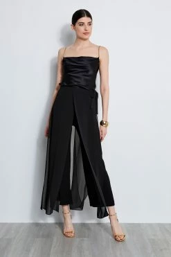 Elie Tahari Silk Satin Chain Cami -Elie Tahari Sales 2023 E2087203 BLACK E207G503 BLACK 4styling 4891