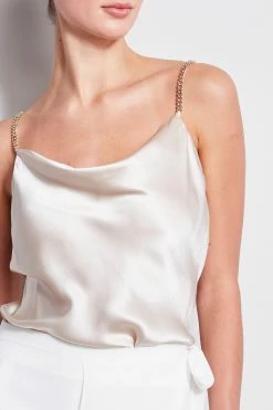 Elie Tahari Silk Satin Chain Cami -Elie Tahari Sales 2023 E2087203 Foam E207G503 Buff 2FRONT 1867