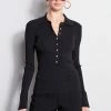 Elie Tahari Long Sleeve Polo Sweater -Elie Tahari Sales 2023 E2087223 Black E25X3503 Black 2FRONT 1434