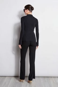 Elie Tahari Long Sleeve Polo Sweater -Elie Tahari Sales 2023 E2087223 Black E25X3503 Black 3BACK 2047