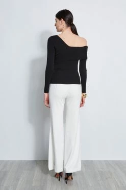 Off Shoulder Sweater -Elie Tahari Sales 2023 E2087223 FOAM ETR31237 BLACK 3back 4577