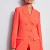 Elie Tahari 5 Button Double Breasted Blazer -Elie Tahari Sales 2023 E2087223 Tomato E2087103 Tomato E307G502 FeshPearl 3BACK 1120