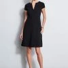 Elie Tahari Short Sleeve Dart Fit & Flare Dress -Elie Tahari Sales 2023 E2087613 Black 1HERO 3922