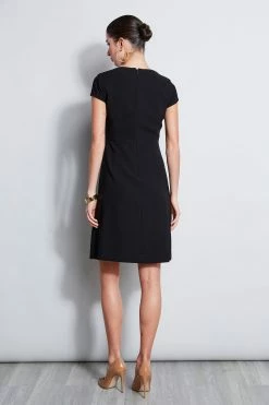 Elie Tahari Short Sleeve Dart Fit & Flare Dress 7 Elie Tahari Short Sleeve Dart Fit & Flare Dress -Elie Tahari Sales 2023 E2087613 Black 3BACK 3943 1