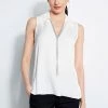 Elie Tahari Sleeveless Silk Chain Collar Shirt -Elie Tahari Sales 2023 E20M020U BLACK E310N503 FRESHPEARL 2front 4507