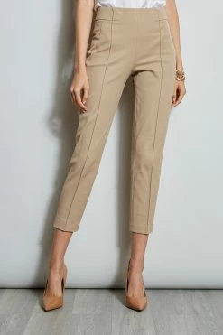 Elie Tahari Pintuck Cropped Stretch Twill Pant
