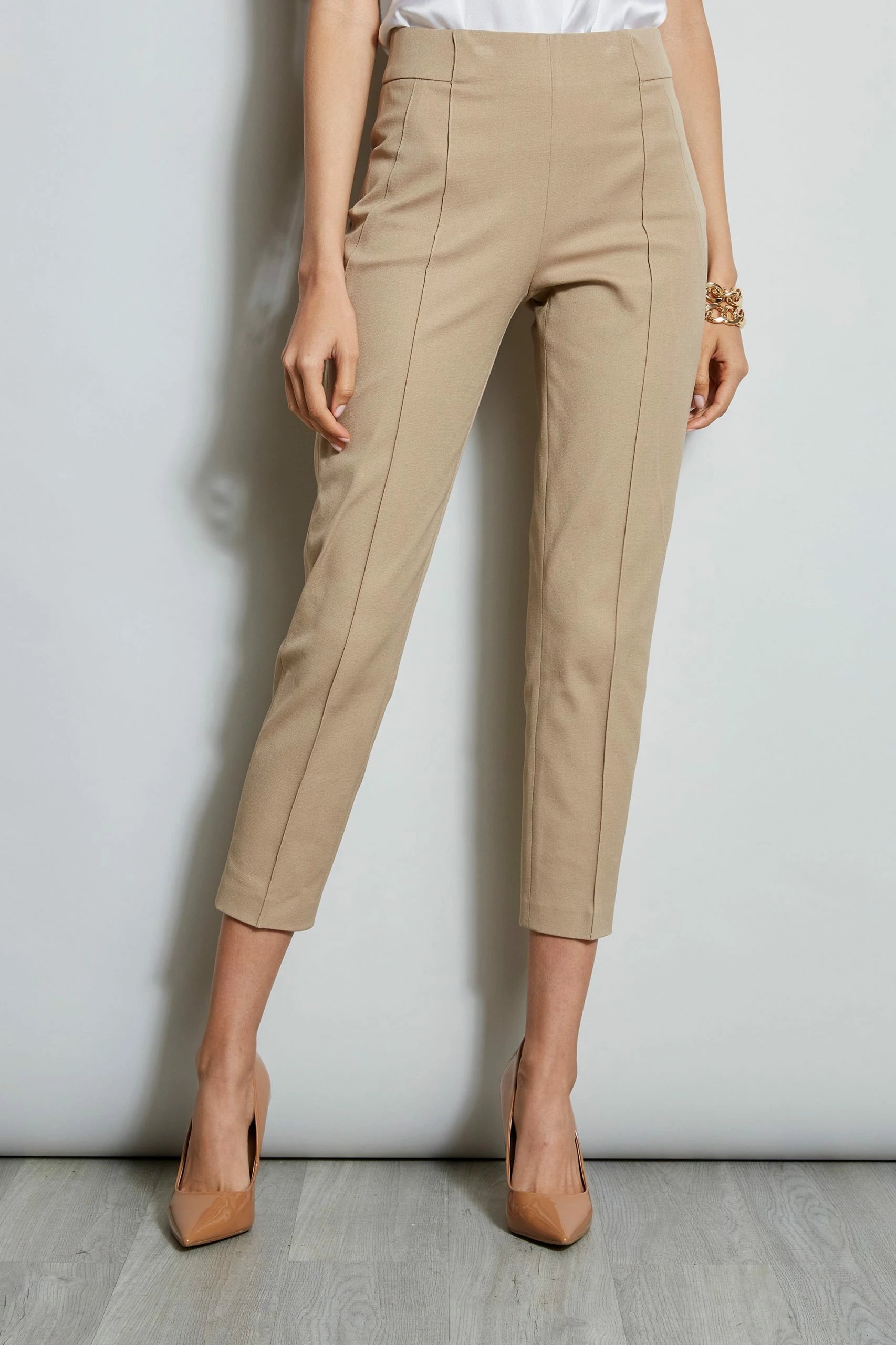 Elie Tahari Pintuck Cropped Stretch Twill Pant 3 Elie Tahari Pintuck Cropped Stretch Twill Pant