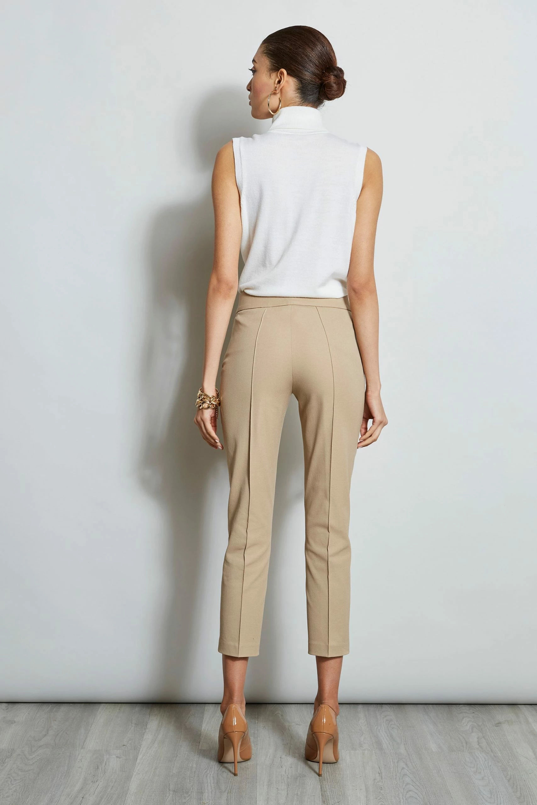 Elie Tahari Pintuck Cropped Stretch Twill Pant 5 Elie Tahari Pintuck Cropped Stretch Twill Pant - Image 3