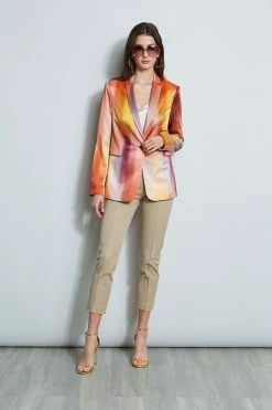Elie Tahari Ombre Silk Satin Blazer 12 Elie Tahari Ombre Silk Satin Blazer -Elie Tahari Sales 2023 E20M021U RATTAN E502F103 GINGER E207G503 BUFF 1Hero 1211