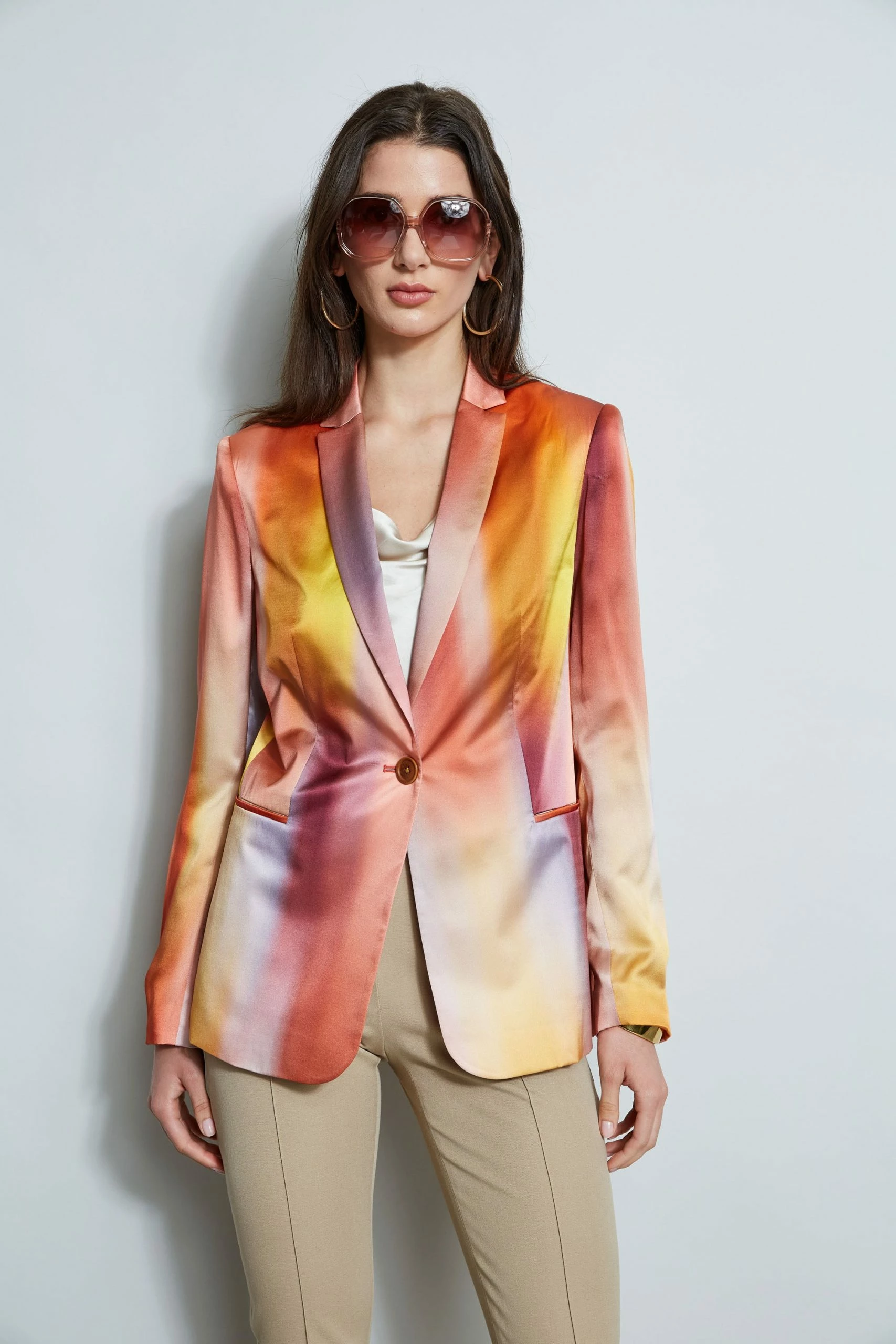 Elie Tahari Ombre Silk Satin Blazer 3 Elie Tahari Ombre Silk Satin Blazer