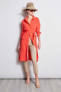Elie Tahari Utility Shirt Dress 10 Elie Tahari Utility Shirt Dress -Elie Tahari Sales 2023 E20M021U Rattan E201F603 Tomato 4STYLING 2158