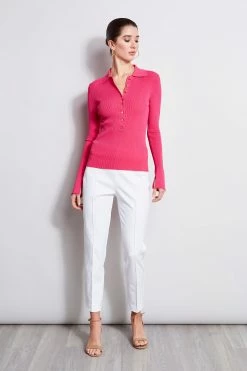 Elie Tahari Pintuck Cropped Stretch Twill Pant -Elie Tahari Sales 2023 E20M021U Rattan E25X3503 TropicPink 3BACK 1966 9f668c64 9b44 45ef 876a eff3f364b46d