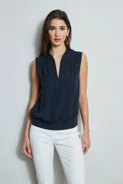 Elie Tahari Silk Contour Rib Shirt