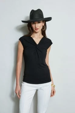 Elie Tahari Twist Knot Knit -Elie Tahari Sales 2023 E20M021U WHITE E556X503 BLACK 2front 185