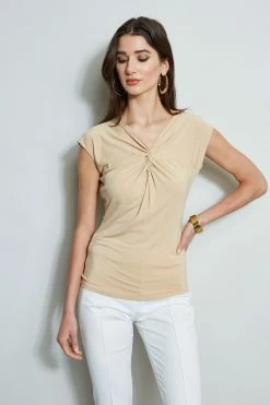 Elie Tahari Twist Knot Knit -Elie Tahari Sales 2023 E20M021U WHITE E556X503 SAND 2front 370