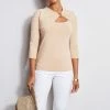 Elie Tahari Detail Ring Knit -Elie Tahari Sales 2023 E20M021U White E256X513 Sand 2FRONT 2124
