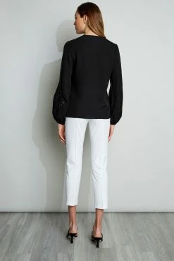 Elie Tahari Embroidered Long Sleeve Shirt -Elie Tahari Sales 2023 E210N502 BLACK 3BACK 030