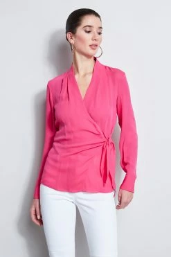 Elie Tahari Long Sleeve Silk Wrap Shirt
