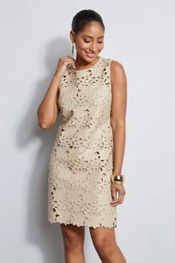 Elie Tahari Lasercut Vegan Dress -Elie Tahari Sales 2023 E2141603 IslandSand 2FRONT 3642