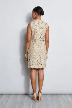 Elie Tahari Lasercut Vegan Dress -Elie Tahari Sales 2023 E2141603 IslandSand 3BACK 3647