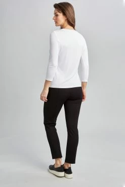Elie Tahari Asymmetrical 3/4 Twist Knit -Elie Tahari Sales 2023 E256B501 ASYM3 4TWISTKNIT WHITE 0268 3BACK