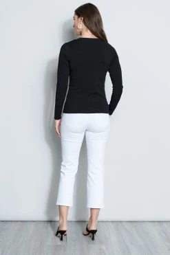 Elie Tahari Lace Insert Cardigan -Elie Tahari Sales 2023 E25X1502 BLACK 3BACK 125