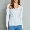 Elie Tahari Lace Insert Cardigan -Elie Tahari Sales 2023 E25X1502 WHITE 2FRONT 022