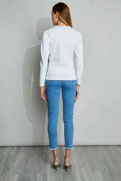 Elie Tahari Lace Insert Cardigan -Elie Tahari Sales 2023 E25X1502 WHITE 3BACK 028