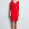 Elie Tahari Scallop V-Neck Dress 1 Elie Tahari Scallop V-Neck Dress -Elie Tahari Sales 2023 E25X9603 CalypsoRed 1HERO 4223