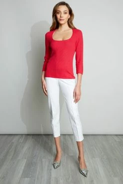 Elie Tahari Silk/Cashmere Contour Sweater -Elie Tahari Sales 2023 E25YC2502 PEONY 1HERO 015